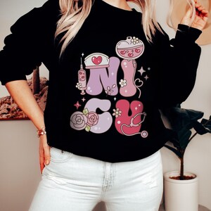 NICU Valentine Sweatshirt, Neonatal Nurse ICU Sweatshirt Nicu Nurse Valentines Day Crewneck Sweatshirt Girly Neonatology Neonatal Tech Shirt