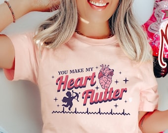 You Make My Heart Flutter Nurse Valentine Shirt Cardiac Nurse Shirt Funny Valentine Nurse Shirt CVICU Valentine Heart Shirt Cardiology Shirt