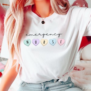 Emergency Nurse Valentine&#39;s Shirt, Candy Heart Nurse Shirt, Emergency Nurse Crew Shirt, ED Squad Shirt Valentine&#39;s Day Emergency Nurse Shirt