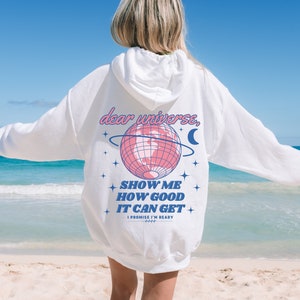 Dear Universe Hoodie, Recovery Hoodie, Y2K Hoodie, Self Love Hoodie, Mental Health Hoodie, Growth Mindset Hoodie, Trendy Back Print Hoodie