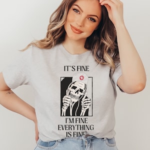 Funny Nurse Shirt, It&#39;s Fine I&#39;m Fine Everything&#39;s Fine Tee, Skeleton Ghost Registered Nurse Shirt, Gift For RN LPN NP, Cute Halloween Tee