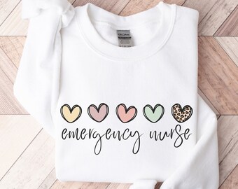 Emergency Nurse Sweatshirt, Colorful Hearts Emergency Nurse Sweatshirt, ER Squad Crewneck Sweatshirt, ED Nurse Apparel, Gift for New Nurse
