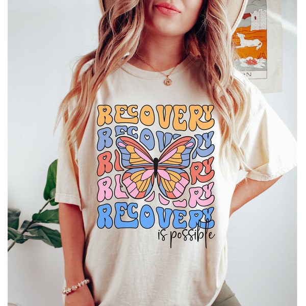 Retro Recovery Shirt, Recovery is Possible Shirt, Comfort Colors® Butterfly Shirt, Sobriety Shirt, Soberversary Gift, Stay Sober Shirt