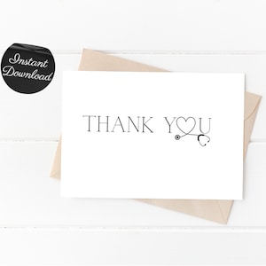 Simple Thank You Medical Professional Printable Card, Thank You Nurse Printable Greeting Card, Thank You CNA Printable Card, Print At Home