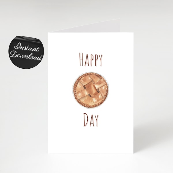 Printable Happy Pi Day Card, Instant Download Simple Pie Card, Funny Pi Day Gift, Nerdy Greeting Card, Math Lover Gift, Pi Day Printable