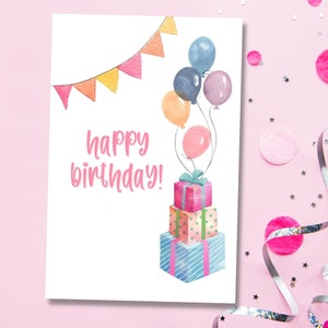 Printable Colorful Birthday Card for Friend Child Coworker, Simple ...