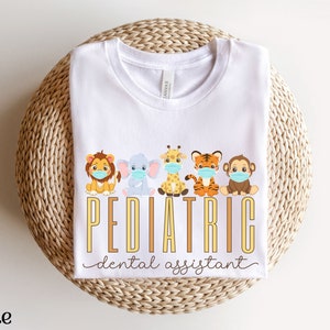 Pediatric Dental Assistant Shirt, Cute Pediatric Dental Hygienist Shirt RDA Shirt Baby Jungle Animals Peds Dental Shirt Pediatric Dental Tee