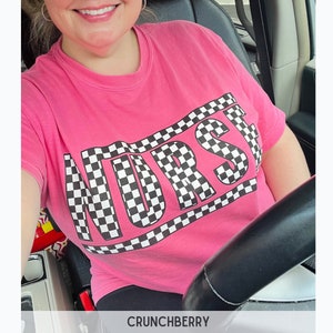 Comfort Colors® Nurse Shirt, Retro Checkered Nurse Shirt, Trendy Nurse Apparel, Oversized Nurse Shirt, Gift for Registered Nurse Graduate