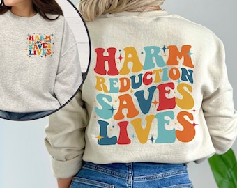 Sweat rétro réduction des risques, sweatshirt ras du cou Réduction des risques qui sauve des vies, cadeau pour défenseur de la réduction des risques, sweatshirt fin surdose