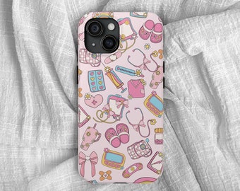 Girly Nurse Things Phone Case, Pink Nuse Phone Case, Nurse Collage Phone Case, Nurse Life Coquette Nurse iPhone Case Medical Phone Case