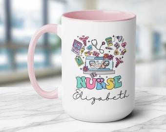 Personalized NICU Nurse Mug, Custom NICU Nurse Gift, NICU Nurses Week Nurse Name Mug, Cute L&D Nurse Mug, Nursery Nurse Gift for Nurse Grad