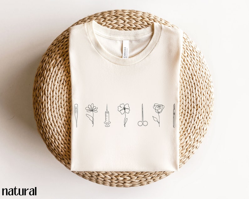Minimalist Medical Shirt, Future Nurse Shirt Surgeon Shirt, Minimalist Nurse Apparel Future Doctor Shirt, Line Art Floral Shirt Future Nurse Natural