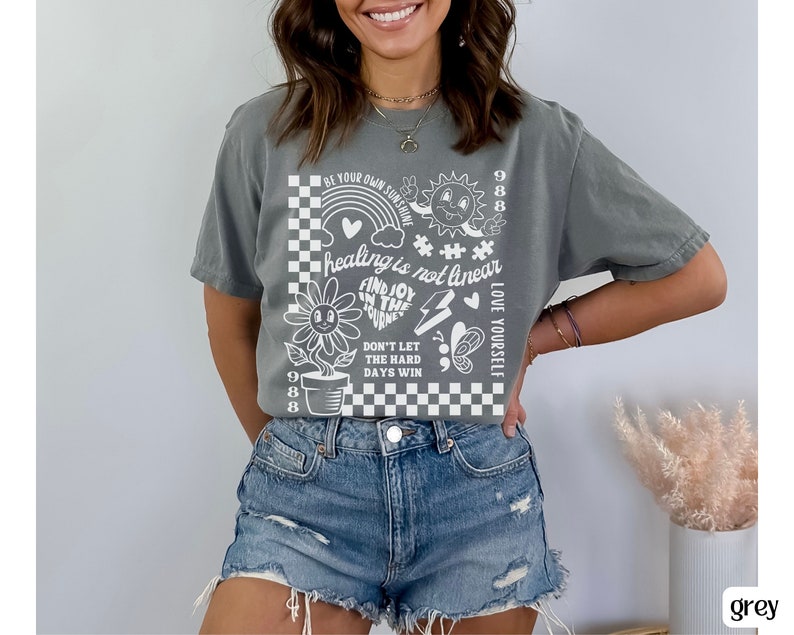 Mental Health Shirt, Comfort Colors® Self Care Shirt, You Matter Shirt, Choose Happy Shirt, Love Yourself Shirt, 988 Shirt, Depression Shir image 5