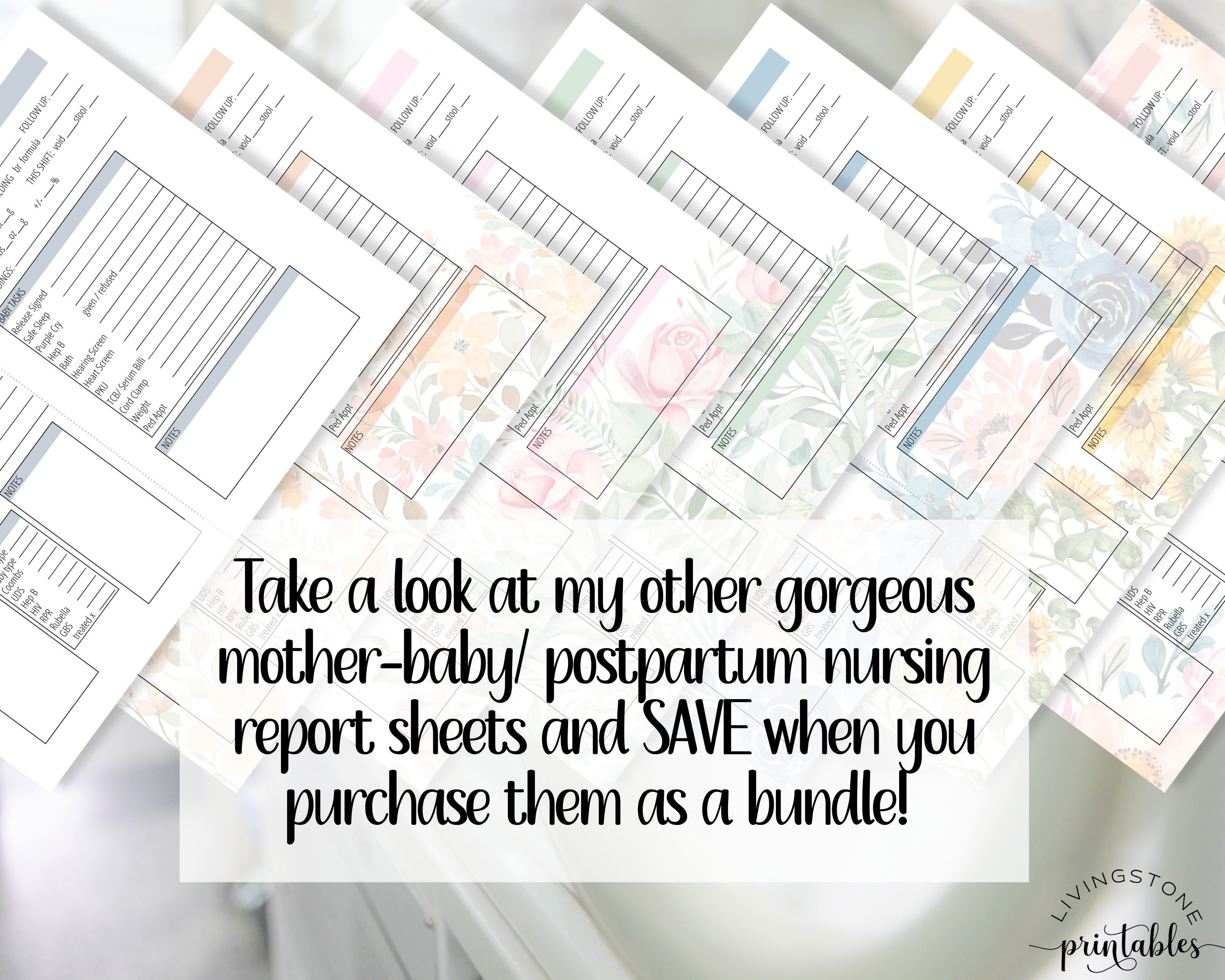 Postnatal Notes Mother Baby Printable Nursing Report Sheet, Couplet Care Postpartum RN ...