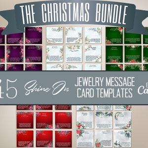 Plantillas de tarjetas con mensajes ShineOn de Navidad, Tarjetas con mensajes de collar editables con temática invernal, Plantillas ShineOn personalizables para vendedores de Etsy