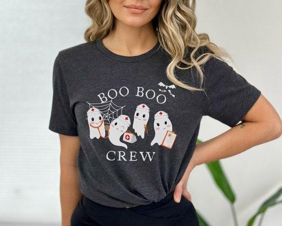 Boo Boo Crew Funny Nurse Halloween Shirt, Cute Ghost Halloween Nurse Shirt, ER Halloween Nurse Apparel, Spooky Nurse Shirt, ICU Nurse Shirt