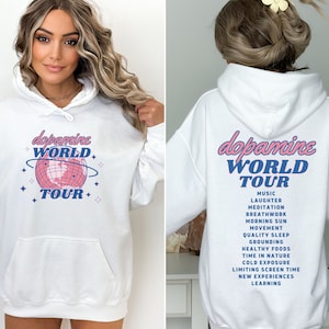 Dopamine World Tour Hoodie, Mental Health Hoodie, Self Love Hoodie, Retro Self Care Sweatshirt, Y2K Hoodie Tour Merch, Preppy Hoodie