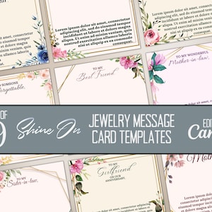 Modelos ShineOn Canva, cartões de mensagem de joias ShineOn personalizados, colar MC personalizado em Canva para vendedores de POD, presente para professor personalizado