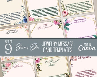 ShineOn Canva Templates, Personalized ShineOn Jewelry Message Cards, Customize In Canva Necklace MC For POD Sellers, Gift For Teacher Custom