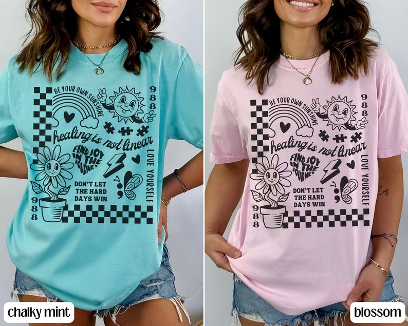 Mental Health Shirt, Comfort Colors® Self Care Shirt, You Matter Shirt, Choose Happy Shirt, Love Yourself Shirt, 988 Shirt, Depression Shir image 3