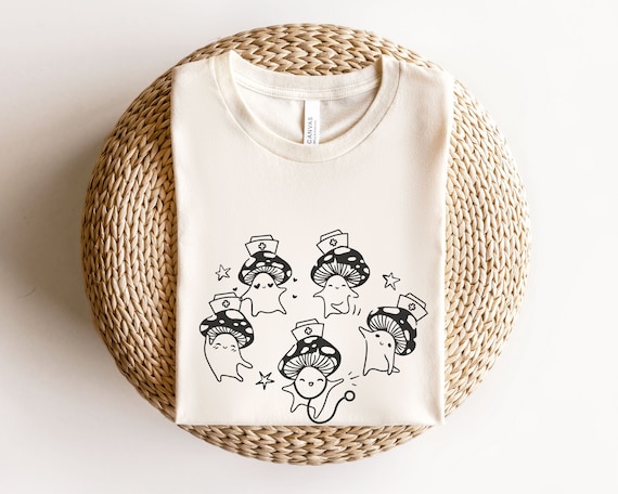 Nurse Mushroom Shirt, Cute Celestial Shroom Registered Nurse Tee, Magic Mushroom RN Shirt, Cottagecore Shirt, Gift For Nurse