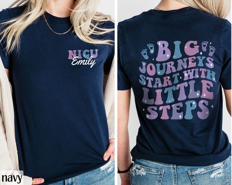 Personalized Name NICU Nurse Shirt, NICU Crew Group Shirts, Custom Neonatal Nurse Shirt, Personalized Nurse Gift for NICU Nurse Apparel Navy