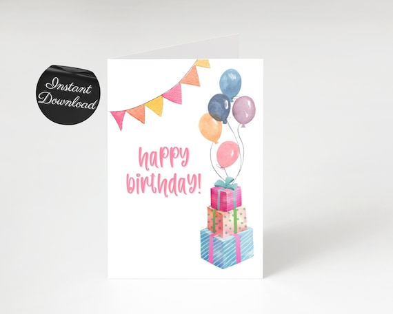 Printable Colorful Birthday Card for Friend Child Coworker - Etsy