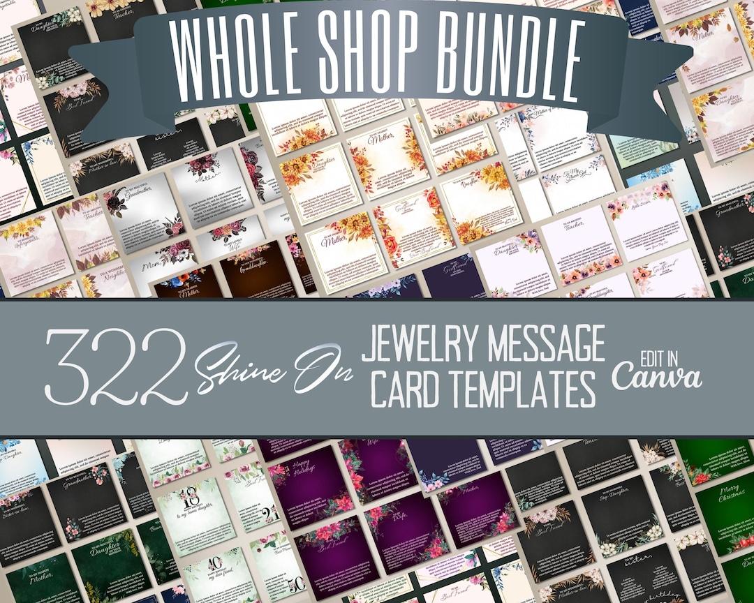 Whole Shop Bundle Shineon Message Card Template, Editable Jewelry Cards ...