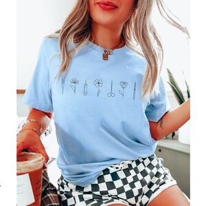 Minimalist Medical Shirt, Future Nurse Shirt Surgeon Shirt, Minimalist Nurse Apparel Future Doctor Shirt, Line Art Floral Shirt Future Nurse Light Blue