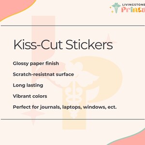 May include: Kiss-Cut Stickers with a glossy paper finish, scratch-resistant surface, long-lasting vibrant colours. Perfect for journals, laptops, windows, etc. LIVINGSTONE + Printable+ EST. 2022