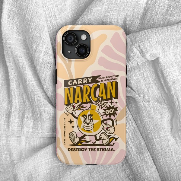 Carry Narcan Phone Case, Harm Reduction Phone Case, Public Health Phone Case, Naloxone iPhone Case, Retro Overdose Awareness iPhone Case