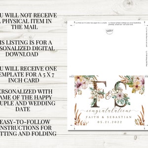 Personalized Printable Congratulations on Your Marriage Card, Last ...