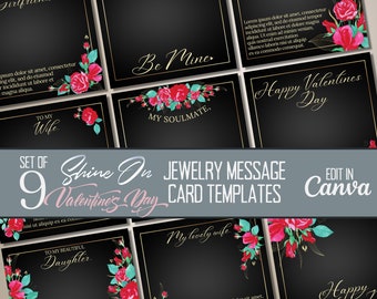 Valentine's Day ShineOn Message Card Template Bundle, Custom Jewelry Cards, Editable ShineOn Message Cards, Canva ShineOn Template