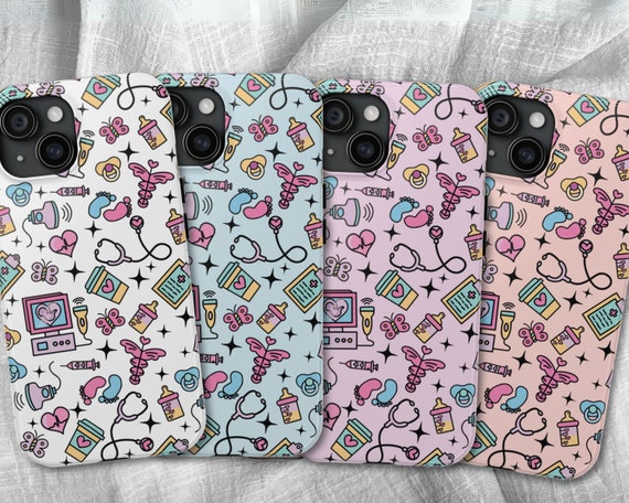 L&D Nurse Phone Case, Mother Baby iPhone Case, Postpartum Nurse Phone Case, Labor and Delivery Phonecase, NICU Nurse Things Doodle Pattern
