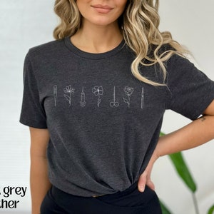 Minimalist Medical Shirt, Future Nurse Shirt Surgeon Shirt, Minimalist Nurse Apparel Future Doctor Shirt, Line Art Floral Shirt Future Nurse Dark Grey Heather