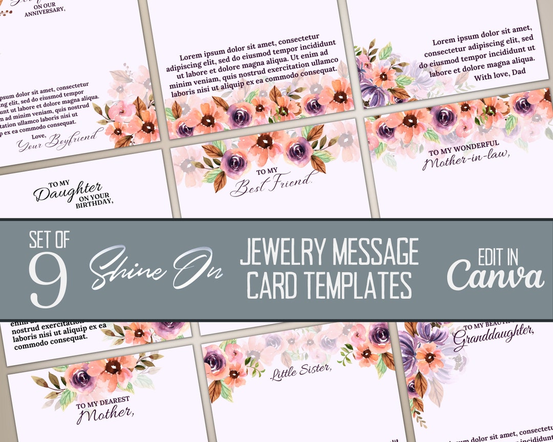 Shineon Message Card Editable Templates, Fall Floral Jewelry Message ...