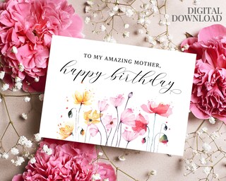 Words 'n' Wishes Biglietto Di Compleanno Per Mamma – Con Riccio E Fiori, Dettagli Laminati, 155x217 Mm, Con Busta, Carta Ecologica
