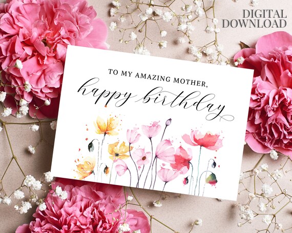 Words 'n' Wishes Biglietto Di Compleanno Per Mamma – Con Riccio E Fiori, Dettagli Laminati, 155x217 Mm, Con Busta, Carta Ecologica