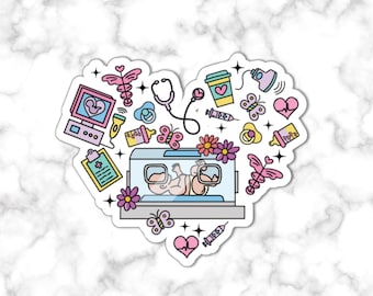 Adesivo per infermiera di terapia intensiva neonatale, adesivo per infermiera neonatale, adesivo per laptop per infermiera Baby Isolette, adesivo per travaglio e parto, adesivo per travaglio e parto primaverile
