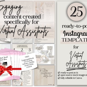 Virtual Assistant Instagram Templates Ready To Post Social Media Content Canva Templates For VA Social Media Manager, Infographics  For VA