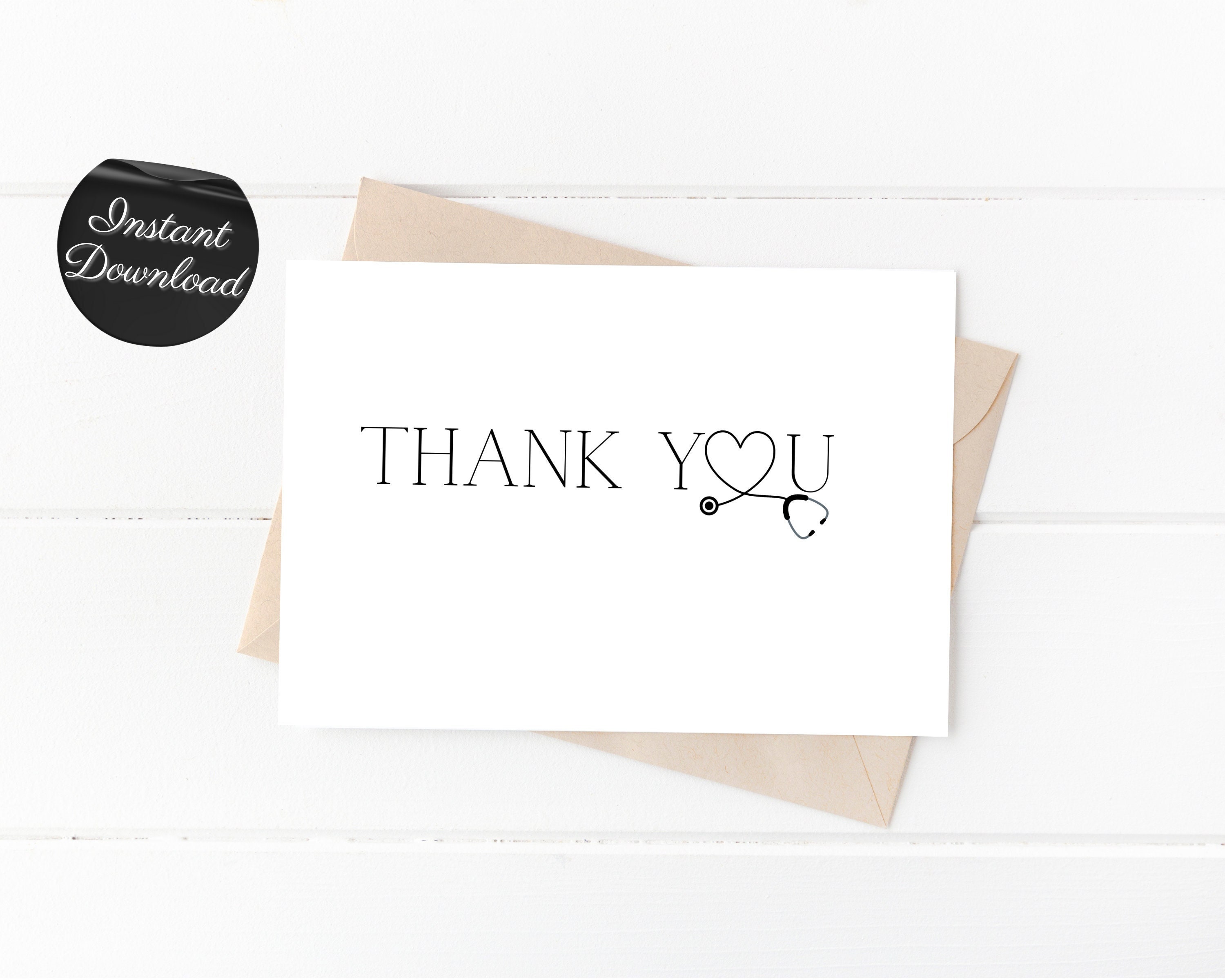 Simple Thank You Medical Professional Printable Card, Thank You Nurse Printable Greeting Card, Thank You CNA Printable Card, Print At Home