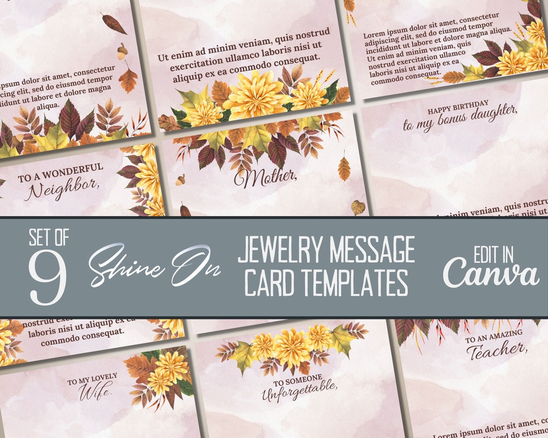 Thanksgiving Message Cards Editable, Customizable Fall Shineon Jewelry ...