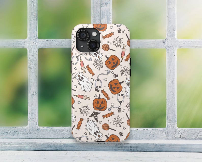 Halloween Nurse Phone Case, Ghost Nurse Pumpkin Phone Case, Pumpkin iPhone Case Spooky Ghost Nurse Pumpkin Samsung Galaxy Phone Case Boo Boo bild 3