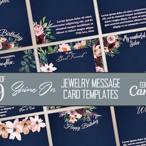 Modèles de cartes de message ShineOn, fleur aquarelle vin et pêche, à modifier vous-même Modèles de cartes de message de bijoux Canva pour vendeurs de bijoux POD