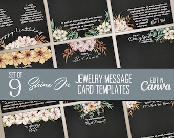 ShineOn Jewelry Message Card Template Bundle, Set Of Customizable In Canva Necklace Message Cards Add Your Own Text For POD Jewelry Sellers