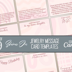 Modèles roses abstraits ShineOn pour carte de message, insertions de cartes de message modifiables pastel bohème bohème, boîte à bijoux, modèles à modifier sur toile