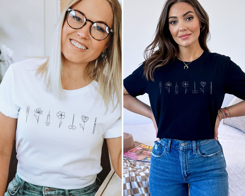 Minimalist Medical Shirt, Future Nurse Shirt Surgeon Shirt, Minimalist Nurse Apparel Future Doctor Shirt, Line Art Floral Shirt Future Nurse image 2