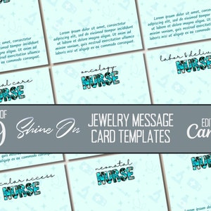 ShineOn Nurse Jewelry Message Card Template Bundle, Nurses ShineOn Message Card, Custom Jewelry Cards, Editable Canva Templates for Nurses