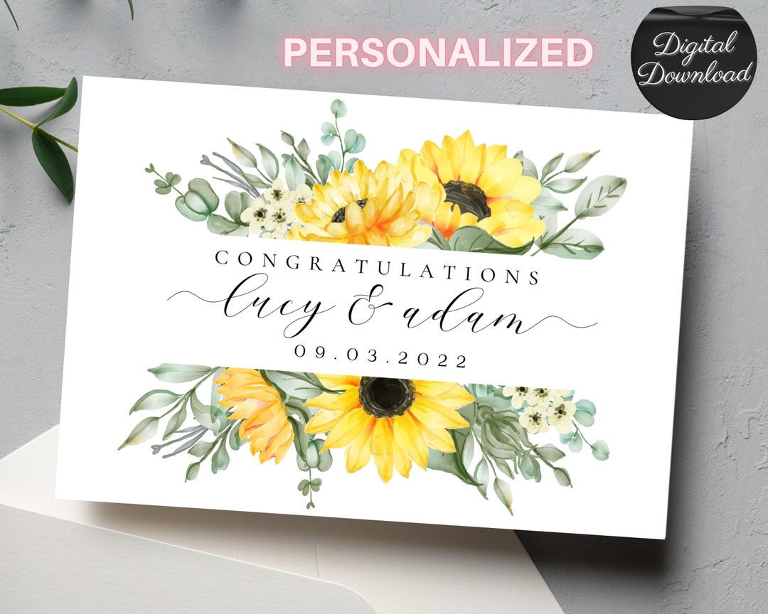 Printable Customized Wedding Card, Personalized Congratulations on Your ...