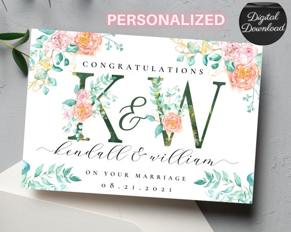 Printable Personalized Wedding Card Customized - Etsy